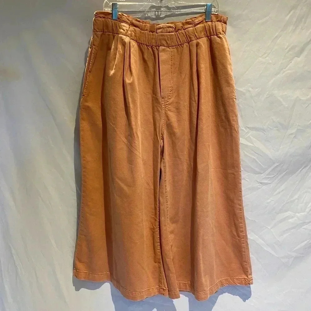 Anthropologie Pilcro High-Rise Cropped Paperbag Jeans in Peach, NWT, size XL - Picture 4 of 9